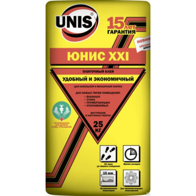 Клей для плитки UNIS XXI (25 кг) ЖЕЛТЫЙ Клей для плитки UNIS XXI (25 кг) ЖЕЛТЫЙ