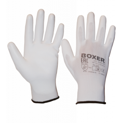 Перчатки нейлоновые с полиуретановым покрытием BOXER®, размер 10 Белые BXR1101 Перчатки нейлоновые с полиуретановым покрытием BOXER®, размер 10 Белые BXR1101