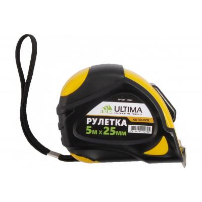 Рулетка Ultima AutoLock, 5 м х 25 мм, обрезиненный корпус, автомат.фиксация , 131024 Рулетка Ultima AutoLock, 5 м х 25 мм, обрезиненный корпус, автомат.фиксация , 131024