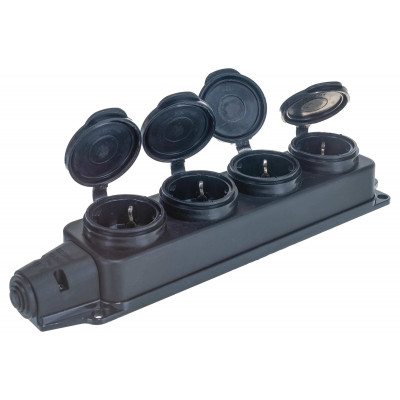 Колодка 4гн. с загл.каучук ОУ (2Р+РЕ 1х16А/220-240В,IP44 (908792) черн. Турция CB Колодка 4гн. с загл.каучук ОУ (2Р+РЕ 1х16А/220-240В,IP44 (908792) черн. Турция CB