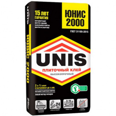 Клей для плитки UNIS 2000 (25 кг) (48шт) ЧЕРНЫЙ Клей для плитки UNIS 2000 (25 кг) (48шт) ЧЕРНЫЙ