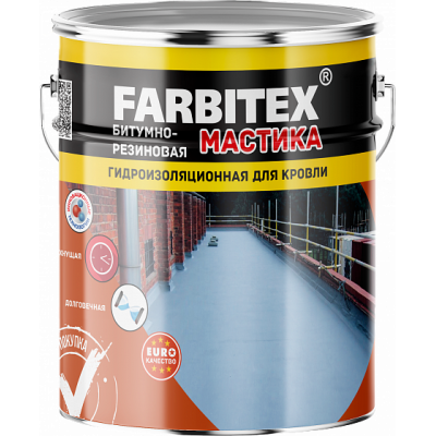 Мастика битумно-резиновая 4кг (кровля) FARBITEX (4шт) Мастика битумно-резиновая 4кг (кровля) FARBITEX (4шт)