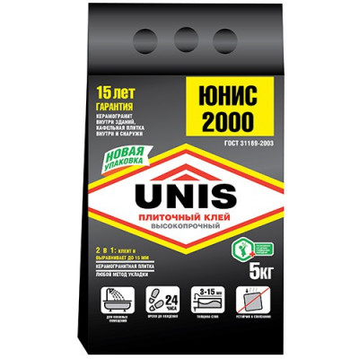 Клей для плитки UNIS 2000 (5 кг) ЧЕРНЫЙ!!! Клей для плитки UNIS 2000 (5 кг) ЧЕРНЫЙ!!!