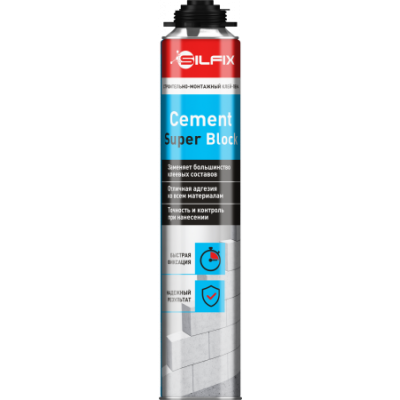 Клей-пена SILFIX Cement Super Block 750мл (12шт) Клей-пена SILFIX Cement Super Block 750мл (12шт)