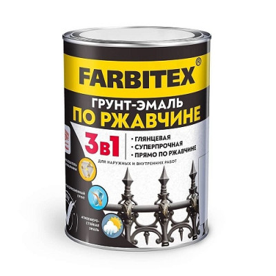 Грунт-эмаль по ржавчине (3в1) Серый 1,8кг FARBITEX (6шт) Грунт-эмаль по ржавчине (3в1) Серый 1,8кг FARBITEX (6шт)