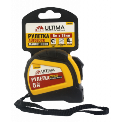 Рулетка Autolock Magnet Hook 5м x 19мм, автост, магнит двухсторон зацеп Ultima Рулетка Autolock Magnet Hook 5м x 19мм, автост, магнит двухсторон зацеп Ultima